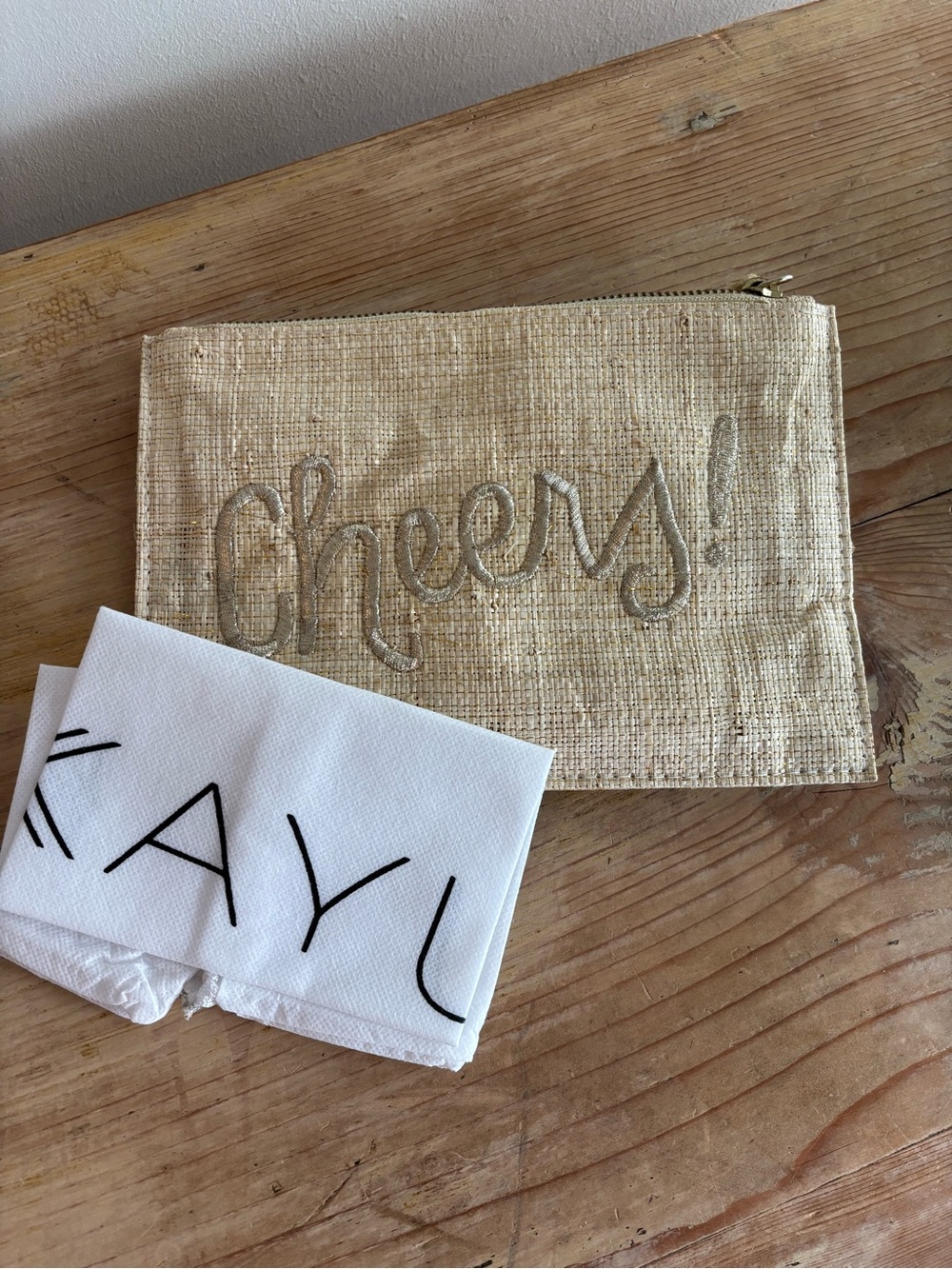 Cheers Kayu Embroidered Straw Clutch - Natural Gold (from Tuckernuck)